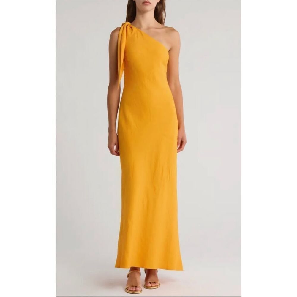Cult Gaia Kamilla One Shoulder Side Slit Silk Maxi Dress Size X- Small